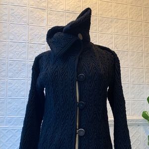 Giorgio Armani Black Cable Knit Sweater Coat